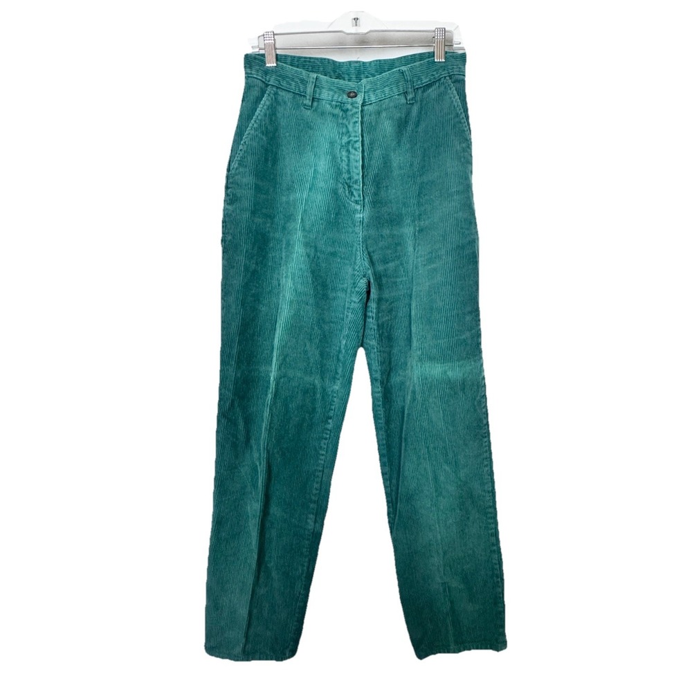 Woolrich Corduroy Pants Womens 6 Green LT Mallard Baggy Fit Zip Fly Y2K - Picture 1 of 12